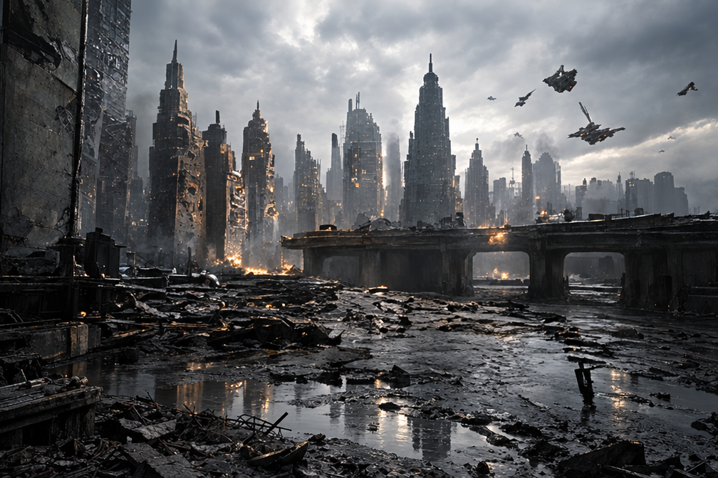 Guardians of the Portal — панорама разрушенного города